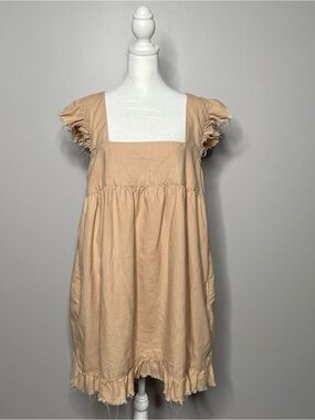 Aerie Tan Square-Neck Babydoll Dress Large